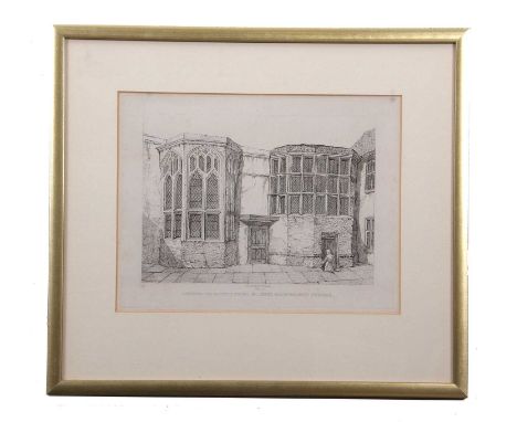 Henry Ninham (1796-1894), 'Adjoining the Catholic Chapel St.John's Maddermarket Norwich', etching, dated 1842, 20x25cm, frame
