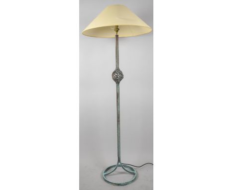 A Modern Verdigris Effect Metal Standard Lamp with Shade 