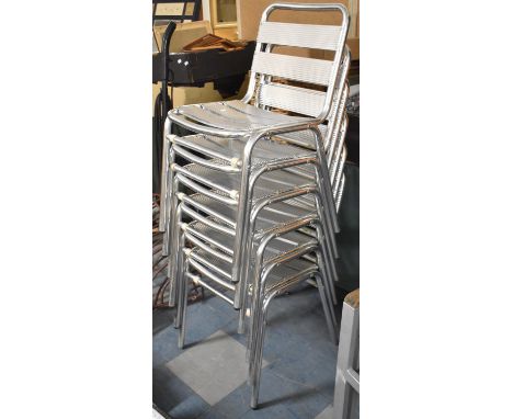 A Set of Six Metal Garden or Patio Ladder Back Chairs 