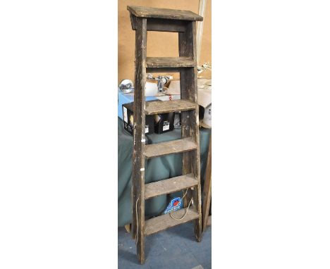 A Vintage Wooden Five Step Step Ladder 