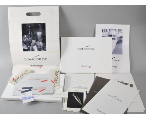Two Vintage Concorde Wallets Containing Ticket Stubs, Menus, Booklets, Photographs etc 