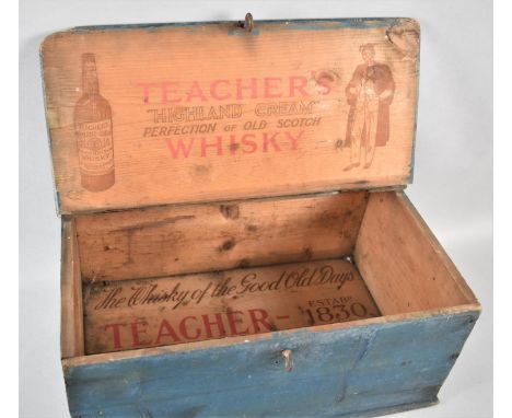 A Vintage Blue Painted Teachers Highland Cream Whisky Box, 42cm Wide 