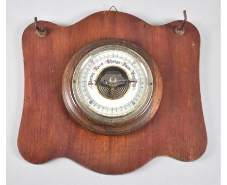 An Edwardian Wall Hanging Hall Aneroid Barometer, Missing Clothes Brushes, 27cm wide 