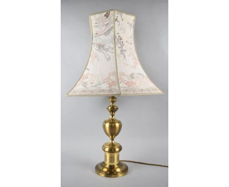 A Modern Brass Table Lamp with Shade, Overall Height 72cm 