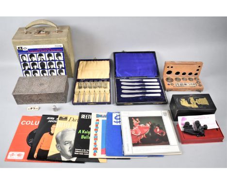 A Collection of Sundries to Include Part Sets Cased Cutlery, Tools, Silver Plated Box etc 