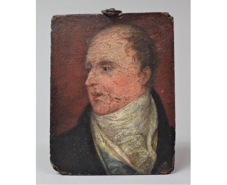 A 19th Century Miniature Portrait on Wooden Panel, 12.5x9.5cm 