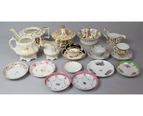 A Collection of 18th and 19th Century Ceramics to comprise Porcelain Hand Painted 18th Century Saucers, Teabowl, 19th Century