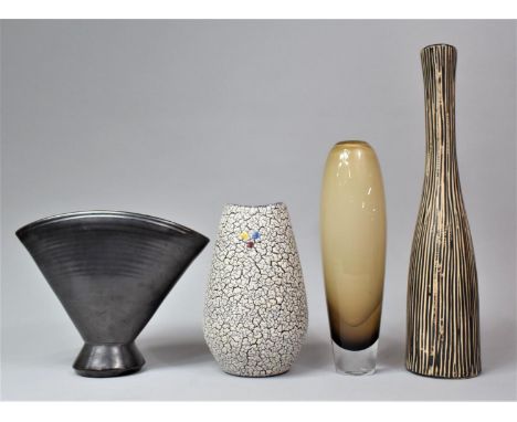 A Mid 20th Century Opaque Glass Vase and Collection of Three Ceramic Vases 