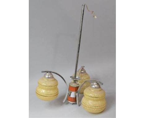 A Vintage Three Branch Ceiling Light Fitting, 60cm High 