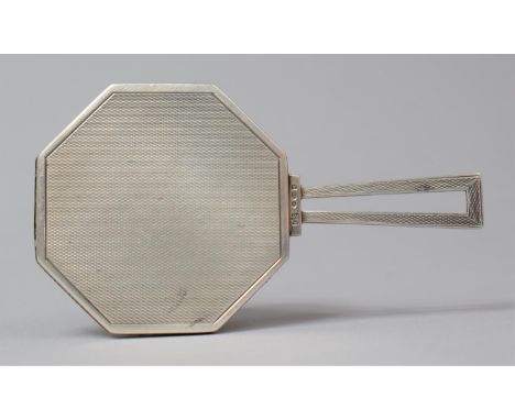 An Edwardian Silver Octagonal Handbag Mirror, with London Import Mark for London 1911, Engine Turned Decoration 