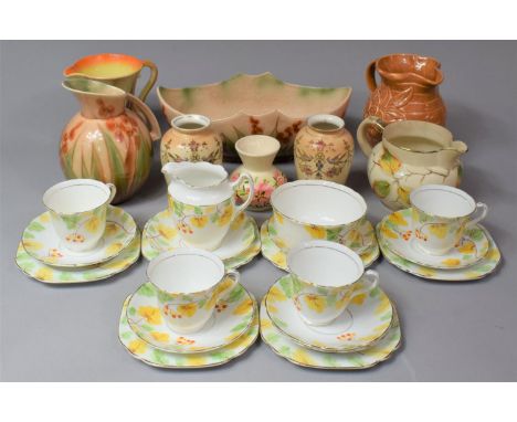 A Collection of Various Early/ Mid 20th Century Ceramics to comprise Blush Ivory Vases, Part Floral Decorated Teaset, Jugs, P