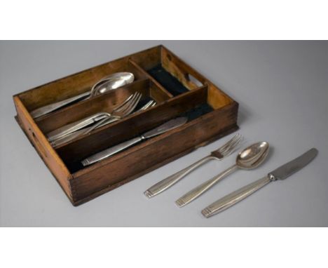 A Vintage Cutlery Tray Containing Incomplete Set of Elkington Cutlery 