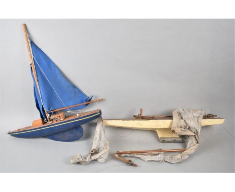 Two Vintage Pond Yachts, Both in Need of Restoration, Longest 52cm 