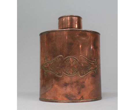 A 19th Century Copper Oval Tea Caddy with Circular Lid, Makers Mark to Base for Joseph Sankey &amp; Sons, 15cm High 