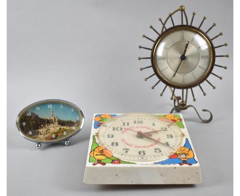 A Collection of Three Vintage Mantel and Wall Clocks 
