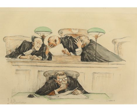 After Gaston Hoffmann (1883-1926) French. 'L 'Accord' a Satirical Print, 10.5" x 13".