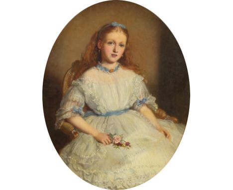 Edwin Dalton Smith (1800-1883) British. 'A Portrait of Maria Treffry of Place House, Fowey, Cornwall', a Girl in a White Dres