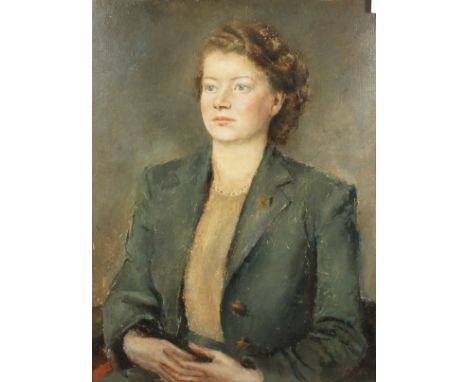Agnes Charles (20th Century) British. A Portrait of Miss Shirley Hall, Inscribed Verso 'Now Appearing in Oranges and Lemons, 