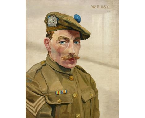 W. R. Hay. Circa. 1920. Portrait of a Scottish Soldier, Signed, 20" x 16".