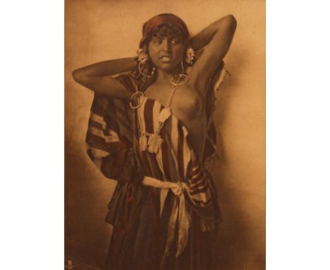 Lehnert and Landrock. A Middle Eastern Beauty, A Hand-Tinted Print, 15" x 11".