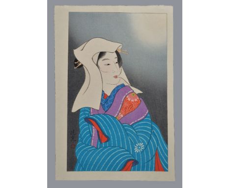 Torii Kiyomitsu (fl.1970s-80s): A Woodblock Print in inks and colour on paper entitled Moon from her series Snow, Moon, Flowe