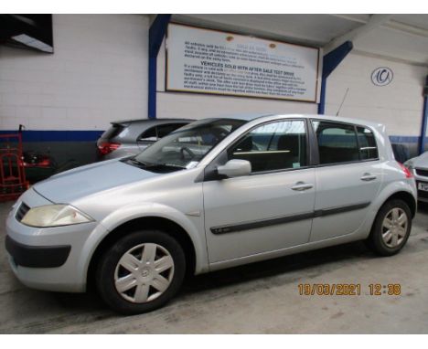 Make &amp; Model: Renault Megane Rush 16VDate of Reg: FV04 XFZColour: Silvercc: 1390MoT: 18-08-2021Fuel Type: PETROLMileage: 