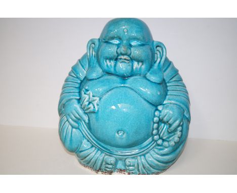 Large Blue Ceramic Buddah. Height 40cm