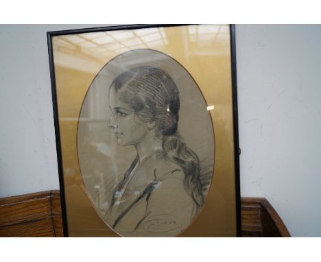 Early 20 century pencil sketch of a young woman 