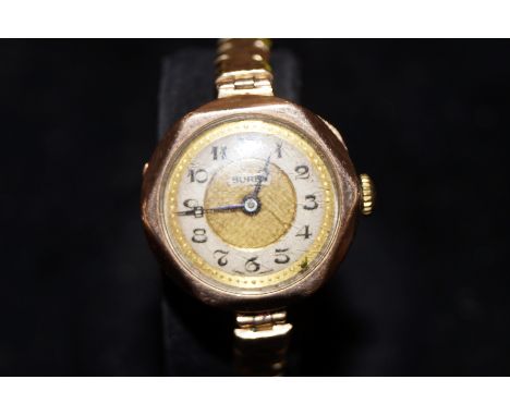 9ct gold cased Buren ladies vintage wristwatch