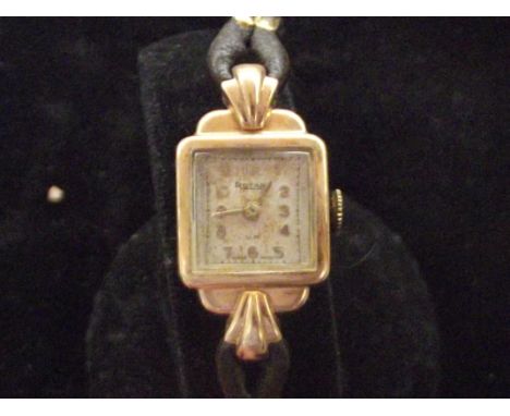 Vintage Rotary 9ct gold cased wristwatch and original leather strap