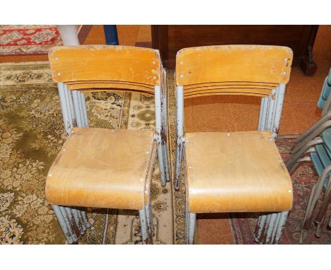 12 vintage wooden child's school chairs 