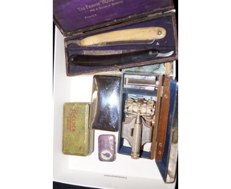 A vintage cut throat shavers and others
