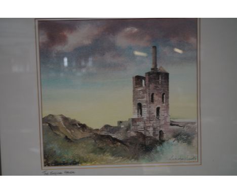 A signed water colour "the engine house" by Lindsey Leeks