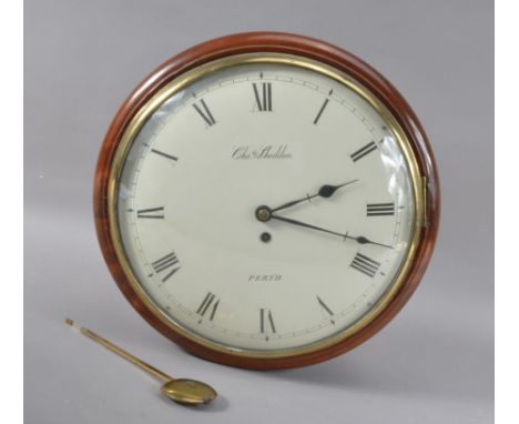 A 19th century mahogany fusee dial wall clock, by Charles Shedden of Perth, the circular dial with Roman Numerals, and makers