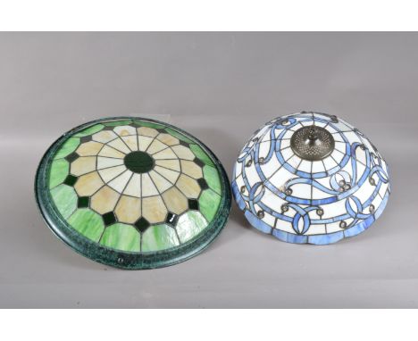 Two 20th century Tiffany style light shades, both of circular shapes, 41cm &amp; 32cm diameters (2) 