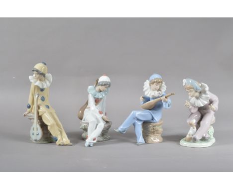 Four Nao porcelain figurines,  all of jesters, in differing poses, the tallest 21cm high, all marked to the undersides (4) 