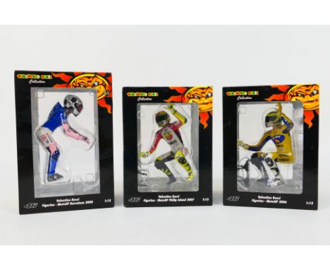 Minichamps - 3 x boxed limited edition Valentino Rossi Collection figurines in 1:12 scale, Moto GP 2008 Barcelona # 080086, M