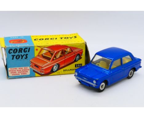 Corgi - A boxed Hillman Imp in dark blue # 251. The car appears in Very Good condition with light signs of use, the box is Go