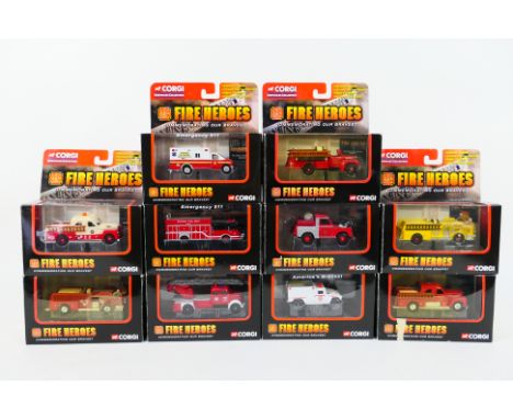 Corgi - 10 x boxed Fire Heroes vehicles including Seagrave Pumper # CS90066, Ford E350 Ambulance # CS90240, Magirus Deutz # C