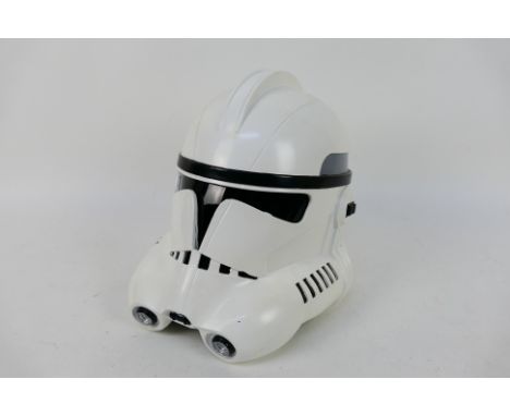 Clone Trooper Helmet - XCoser - Star Wars. An unboxed XCoser, Clone Trooper Helmet, in white, black and grey. 26x25x26cm with