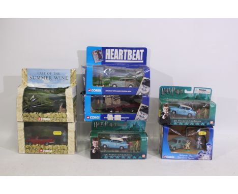 Corgi - Seven boxed TV &amp; Film related diecast model vehicles from Corgi, including Corgi CC07301 'Heartbeat' Morris Comme