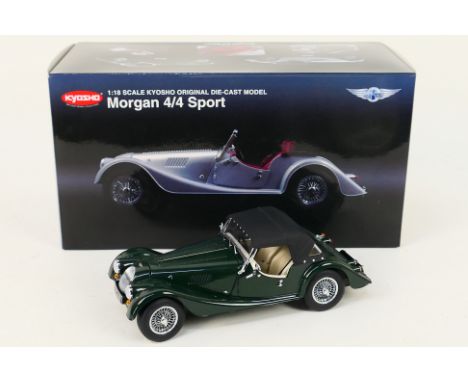 Kyosho - A boxed 1:18 #08115GW Morgan 4/4 Sport in green livery - The die-cast model is presented within an inner polystyrene