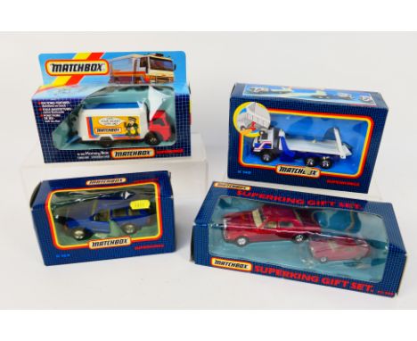 Matchbox - Four boxed diecast Matchbox Super Kings model vehicles. Lot consists of Matchbox Super Kings KS808 Rolls Royce Set