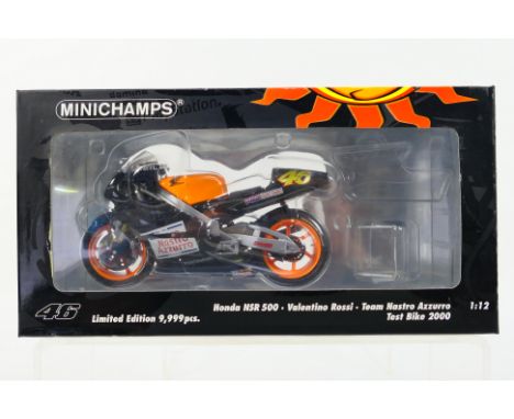 Minichamps - A boxed 1:12 scale Valentino Rossi Collection limited edition Honda NSR 500 2000 Team Nastro Azzurro test bike #