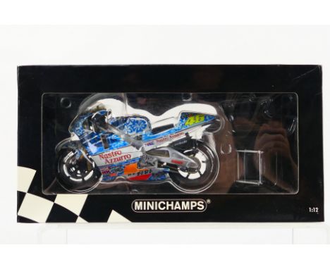 Minichamps - A boxed 1:12 scale Honda NSR 500 2001 Team Nastro Azzurro GP Mugello # 122016196. The model appears Mint, the bo