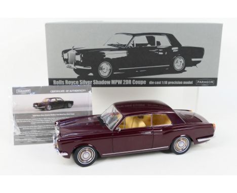 Paragon Models - A boxed die-cast 1:18 scale Rolls-Royce Silver Shadow MPW 2DR Coupe - The model - which is in burgundy liver