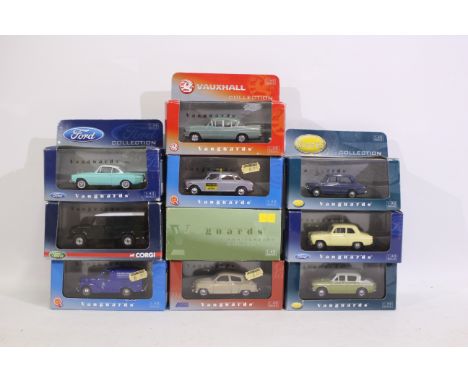 Vanguards - Ten boxed diecast 1:43 scale models from Vanguards. Lot includes Vanguards VA09701 Land Rover Defender Van (Epsom