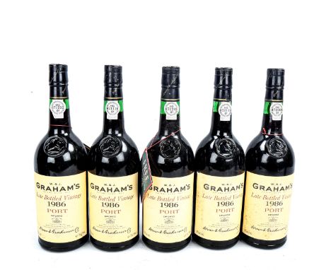 5 bottles of W &amp; J Graham's 1986, Late Bottled Vintage Port. From a local private cellar