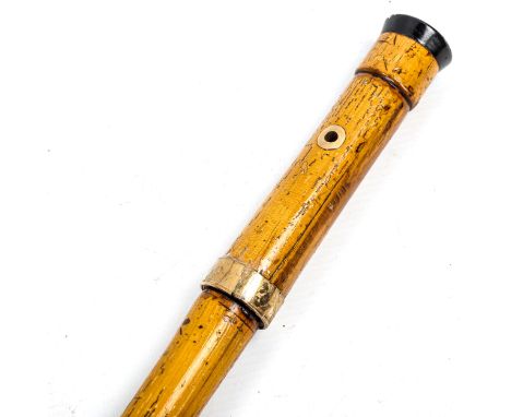 A 19th century bamboo sword stick, 9ct gold mount, hallmarks for 1871, with tortoiseshell and gold inlaid tip, good quality D