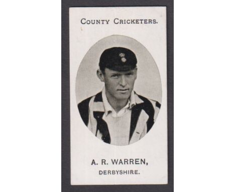 Cigarette card, Taddy, County Cricketers, Derbyshire, type card, A. R. Warren (vg) (1)